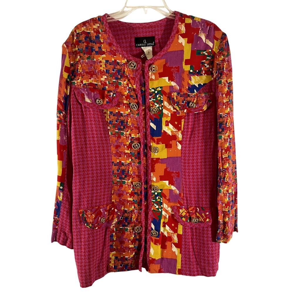 VTG Carole Little Top/Blouse Size Women's Multicolor Padded Shoulder = J